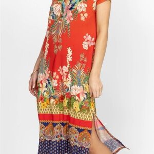 Johnny Was Vibrant Red Floral High Low Dress